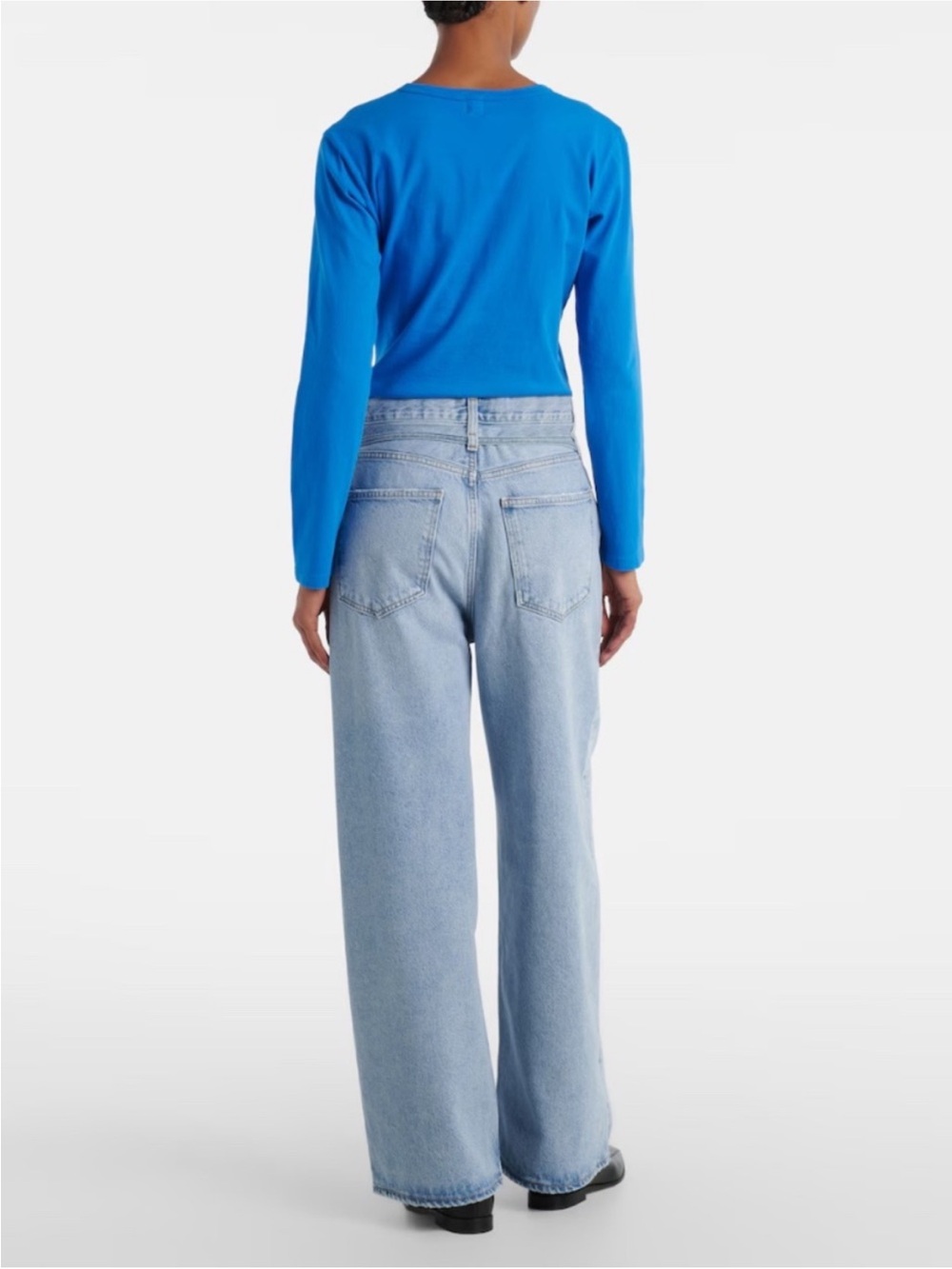AGOLDE Emmi Wide Leg High Rise Jeans Size 30 Light Wash Thin Belt 30” Ins - Picture 3 of 15